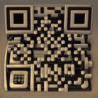Ein mit Künstlicher Intelligenz generierter QR-Code für die Webseite planetlyrik.de